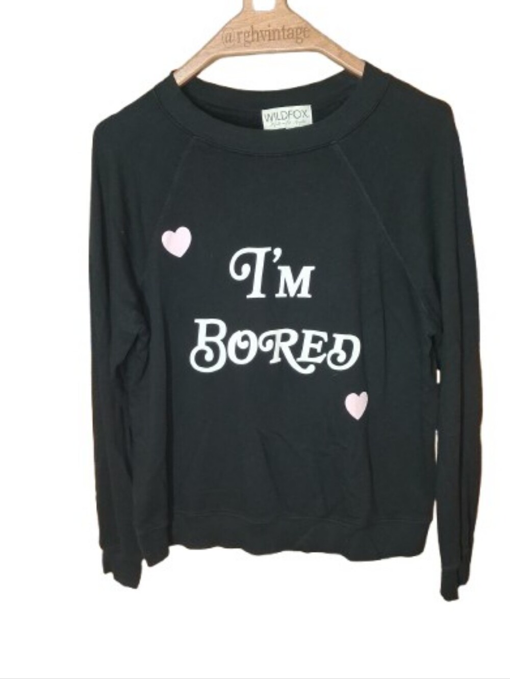 WILDFOX I'm Bored Sweatshirt XS Black Pink Loungewear